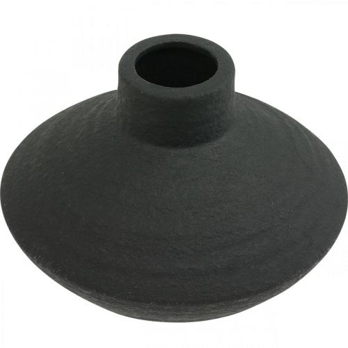 Article Vase en céramique noir vase décoratif plat bulbeux H10cm