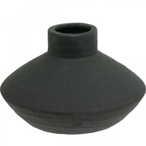 Floristik24 Vase en céramique noir vase décoratif plat bulbeux H12,5cm