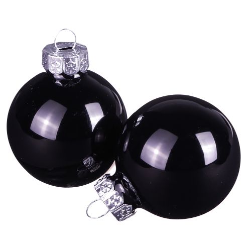 Boules de Noël noires boules d&#39;arbre en verre Ø4cm 24 pcs