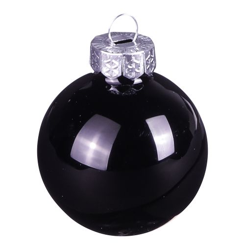 Article Boules de Noël noires boules d'arbre en verre Ø4cm 24 pcs