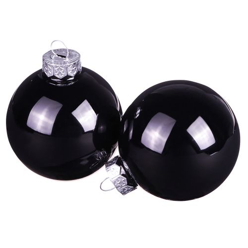 Article Boules de Noël noires boules d&#39;arbre en verre Ø6cm 24 pcs