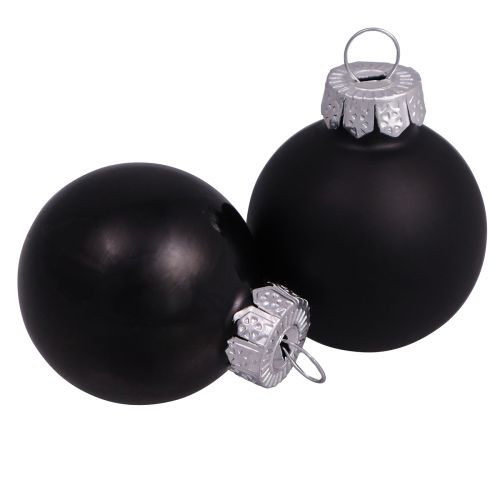 Floristik24 Boules de Noël noires en verre mini mat brillant Ø3cm 22 pcs