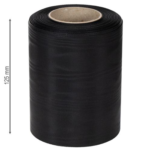 Ruban noir pour couronne, 125 mm, 25 m - Ruban de deuil élégant pour l'art floral et la décoration, ruban en acétate | Floristik24.fr