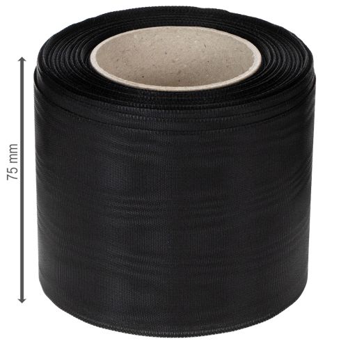 Ruban noir pour couronne, 75 mm, 25 m - ruban de deuil en acétate pour impression et décoration. | Floristik24.fr