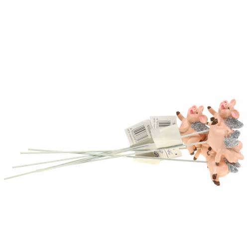 Floristik24 Cochon porte-bonheur décoratif sur pique 6pcs