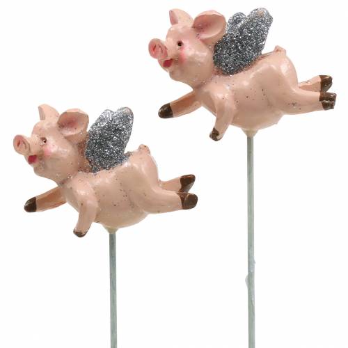 Floristik24 Cochon porte-bonheur décoratif sur pique 6pcs