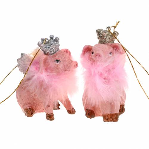 Floristik24 Décorations pour sapin de Noël cochon avec couronne 7,5 cm