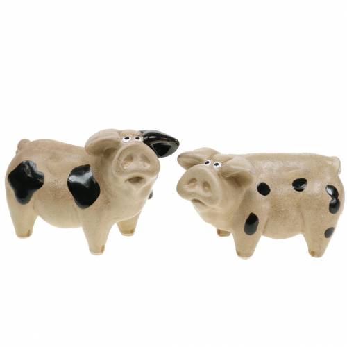 Cochon tacheté céramique 11cm lot de 2