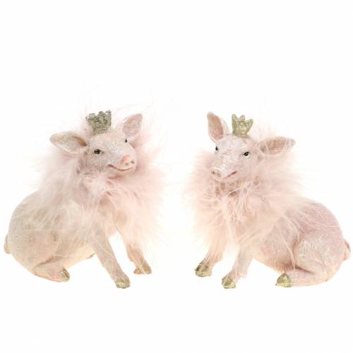 Floristik24 Figurine de décoration Cochon porte-bonheur 9cm 2pcs