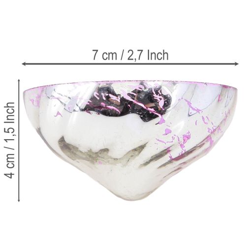 Article Bougeoir flottant en verre argenté violet Ø7cm 3pcs