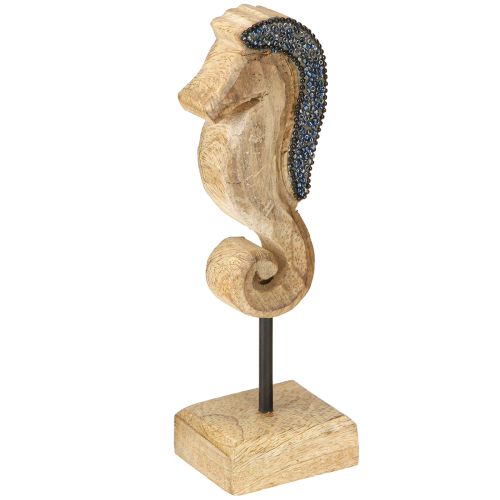 Décoration hippocampe avec perles en bois de manguier décoration maritime 20cm
