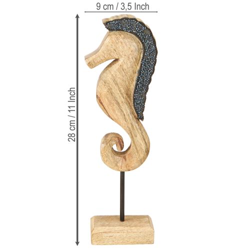 Article Décoration hippocampe avec perles décoration de table en bois de manguier 28cm