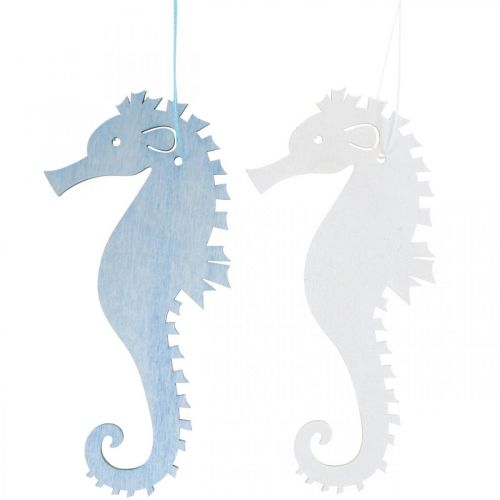 Floristik24 Hippocampe à suspendre bleu, blanc cintre décoration maritime 8pcs