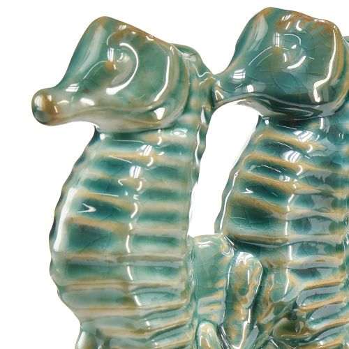 Floristik24 Vase à Fleurs en Céramique Hippocampe Bleu Vert L21cm 2pcs