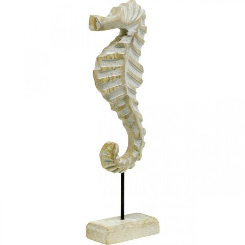 Floristik24 Hippocampe en bois, décoration maritime, figurine décorative animal marin couleur naturelle, blanc H35cm
