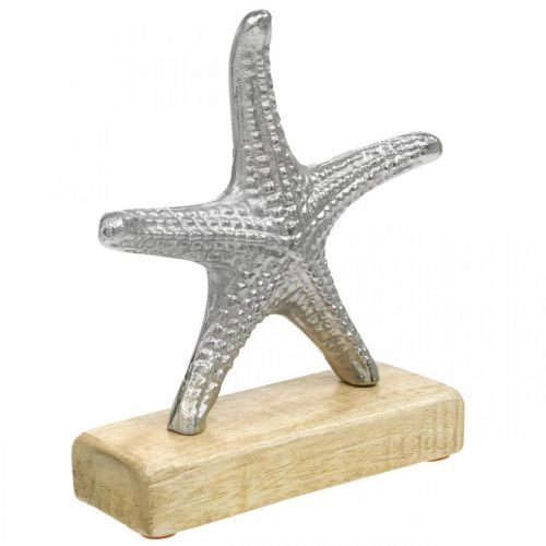 Étoile de mer en métal, décoration maritime, sculpture décorative argent, couleurs naturelles H18cm