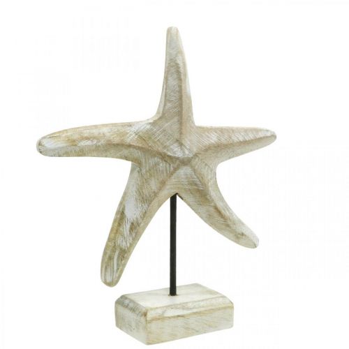Etoile de mer à poser, déco bois maritime coloris naturel, blanc H23,5cm