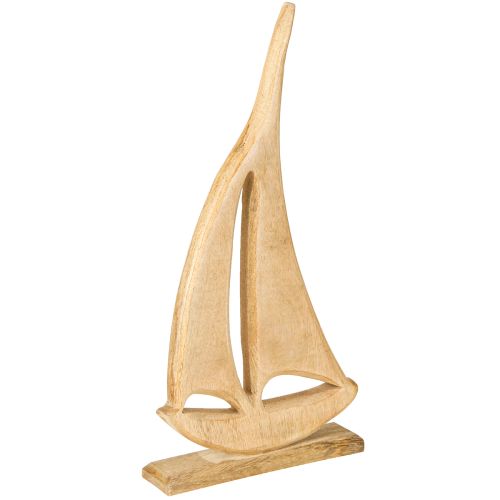 Article Voilier Bois sur Socle Décoration de Table Naturelle Maritime H42cm