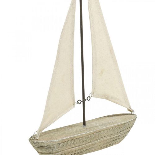 Floristik24 Voilier décoratif en bois, décoration maritime, navire décoratif shabby chic, couleurs naturelles, blanc H29cm L18cm
