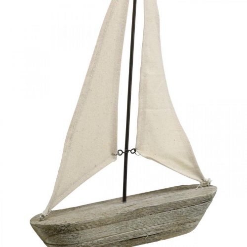 Article Voilier, bateau en bois, décoration maritime shabby chic couleurs naturelles, blanc H37cm L24cm