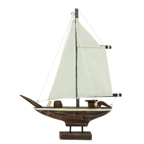 Article Voilier bateau décoratif bois de pin marron 22,5×4×29cm