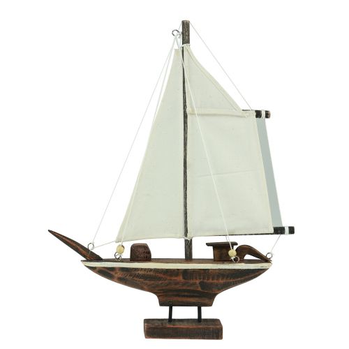 Floristik24 Décoration de bateau à voile en bois de pin marron 32×5×41cm
