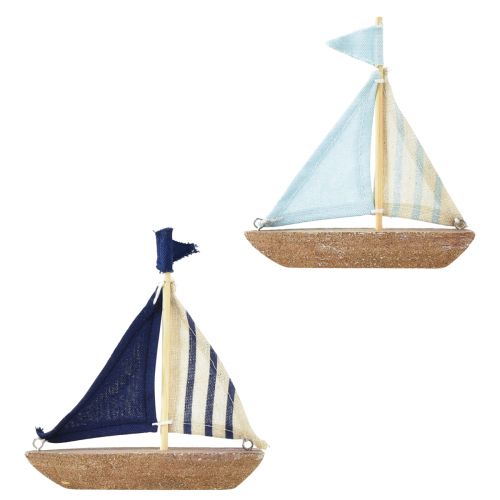 Article Voilier vintage bateau décoratif en bois 12×3×15cm assorti 2pcs