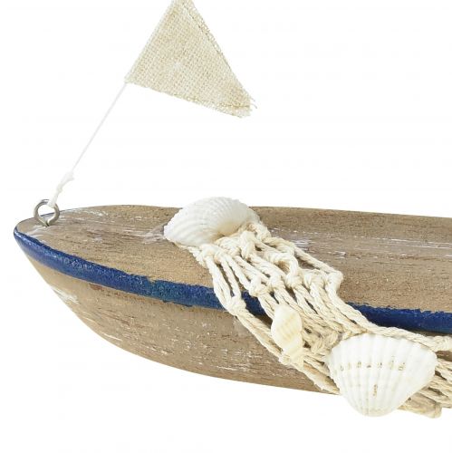 Article Bateau déco bateau à voile en bois vintage avec coquillages H22cm 2pcs
