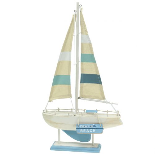 Floristik24 Déco voilier en bois bleu, blanc H41.5cm