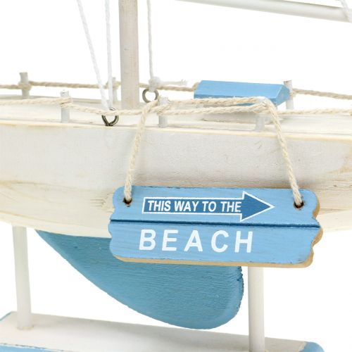 Floristik24 Déco voilier en bois bleu, blanc H41.5cm
