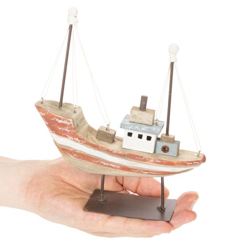 Bateau décoratif en bois 20 cm pour rebord de fenêtre | Floristik24.fr