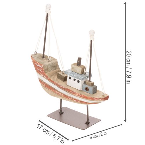 Bateau décoratif en bois 20 cm pour rebord de fenêtre | Floristik24.fr