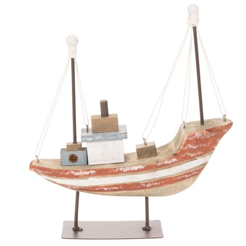 Bateau décoratif en bois 20 cm pour rebord de fenêtre | Floristik24.fr