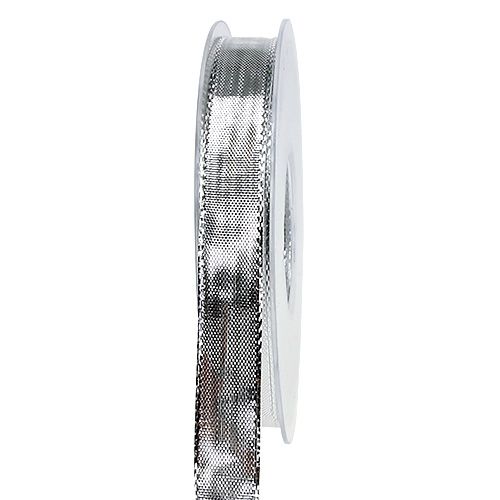 Ruban cadeau argent avec bord métallique 15mm 25m