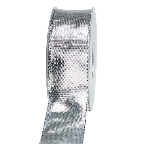 Floristik24 Ruban cadeau argent avec bordure métallique 40mm 25m