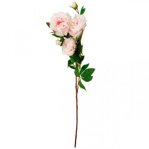 Article Fleur de pivoine artificielle en soie rose clair, blanc 135cm