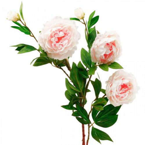 Article Fleur de pivoine artificielle en soie rose clair, blanc 135cm