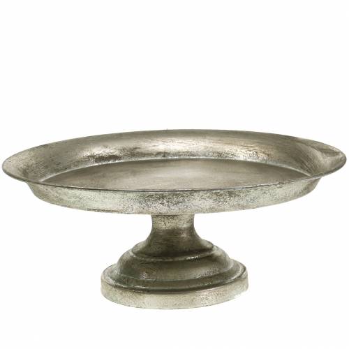 Floristik24 Assiette de service sur la base argent antique Ø31cm H14cm