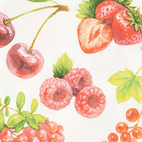 Serviettes en papier à motif fruits rouges 33 cm 20 pièces | Floristik24.fr