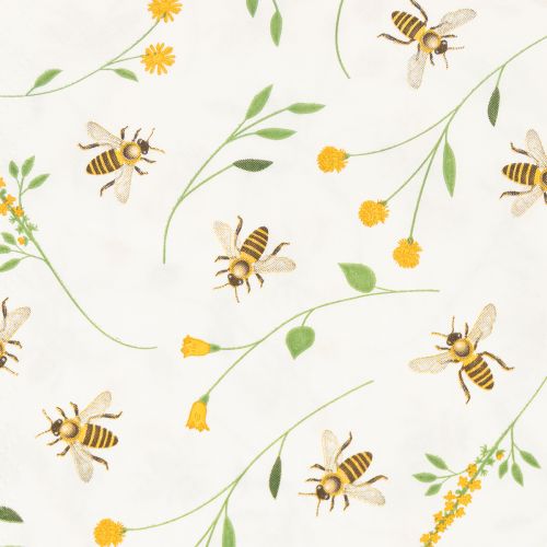 Serviettes en papier motif abeilles et fleurs 33 cm 20 pièces | Floristik24.fr