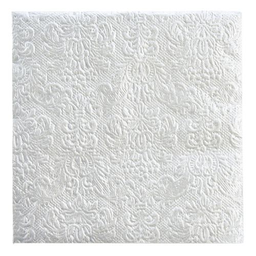 Floristik24 Serviettes Couleur Argent Embossé Ornement 33x33cm 15pcs