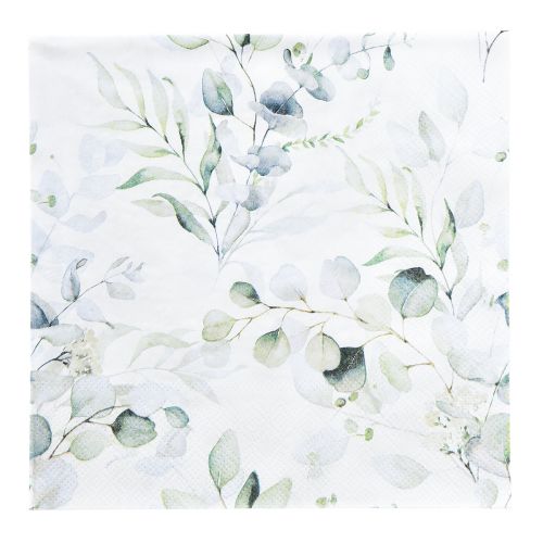 Article Serviettes motif eucalyptus blanc vert 33x33cm 20pcs