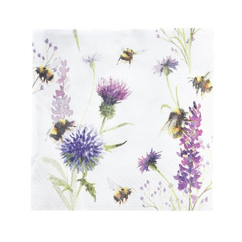 Floristik24 Serviettes d&#39;été décoration bourdons abeilles 25x25cm 20pcs