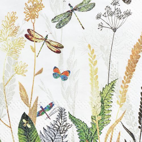 Floristik24 Serviettes Été Blanc Motif Prairie Coloré 25x25cm 20 pcs