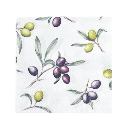 Floristik24 Serviettes de table décoration été vert olive violet 25x25cm 20pcs