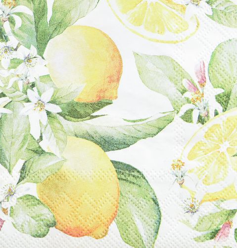 Floristik24 Serviettes blanches avec décoration d'été citrons 33x33cm 20 pcs