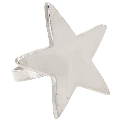 Porte-serviettes étoile ronds de serviette métal argenté 7cm Ø4cm 4 pcs