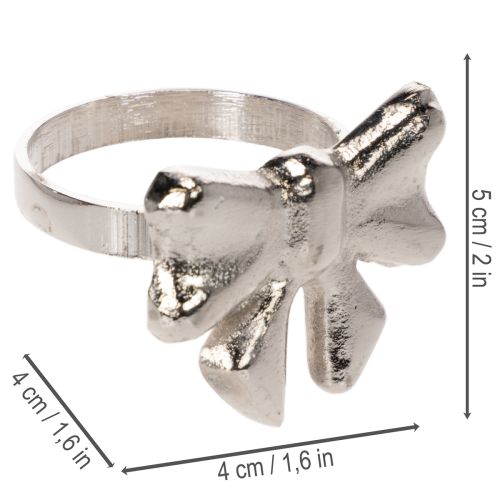 Rond de serviette nœud, métal argenté brillant, 5 cm, lot de 4 | Floristik24.fr
