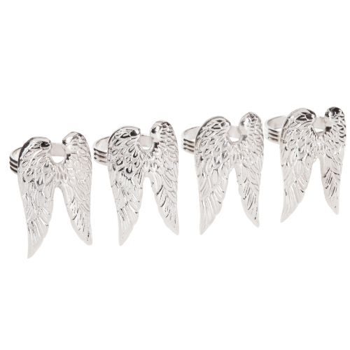 Article Ronds de serviette ailes d'ange décoration de table argent 6,5cm Ø4cm 4 pcs