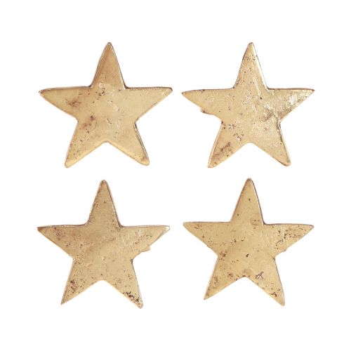 Article Ronds de serviette étoile doré aspect antique métal 6,5cm Ø4cm 4 pcs
